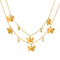 Collier doré multicouche avec pendentifs papillon et pendentif lettres Angel - Kc Gold 1270