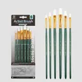 Set of 6 dark green handle professional paint brushes for acrylic, oil, and watercolor - 6Pcs Filbert HB6203C / Dark Green