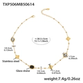 Collar de acero dorado con piedras de cristal negras y tréboles, longitud de 38,5 cm - TXP506-Collar Dorado con Piedra Negra Facetada (38+5cm)