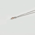 Minimalist silver chain necklace featuring a delicate champagne pink elliptical pendant - Orange (Silver)