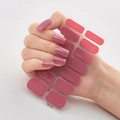 Glossy deep pink self-adhesive nail stickers set with model hand display for DIY manicure - DQ-46 Deep Pink Glossy