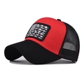 Red and black trucker hat with fish silhouette American flag patch for outdoor fishing - Black and Red (Black+Red Flag Fish)