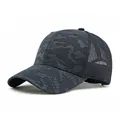 Cappellino da baseball camo traspirante con motivo mimetico scuro e visiera curva - Regolabile / Blu Navy Mezza Rete
