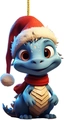 Weihnachts-Dinosaurier-Anhänger aus Acryl mit blauem Drachen, Mütze und Schal für das Auto - Blauer Drache mit Schal Stil 2