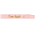 Pink satin Team Bride sash with elegant golden lettering and a ring icon for bachelorette party - Champagne Gold Letter Team Bride