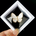 Elegant gold butterfly brooch with mother-of-pearl wings and rhinestones in gift box - Mother Of Pearl Butterfly (XZ178)
