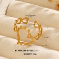 Anillo de corazón en acero inoxidable con baño de oro de 18K y diseño ajustable - Estilo de Corazón Hueco con Cuentas (975)
