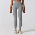 Women's high-waisted yoga pants in medium grey with a supportive sculpting design - Rhino Gray