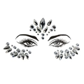 Face jewel stickers with clear rhinestones for music festivals and party decorations - HF-045 Clear Silver