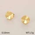 Minimalist 10mm golden stainless steel stud earrings with textured concave design - Concave Round Style / Gold
