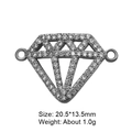 Diamond-shaped black metal jewelry connector with zircons for DIY bracelet making - Black Diamond Dual Ring (L0535-D)