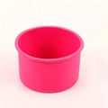 Pink cylindrical silicone round cake mold for DIY baking on white background - Rose Red