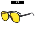 Classic black aviator sunglasses with yellow lenses and double bridge design in C3 finish - Black Frame Yellow Lens