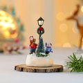 Luminous Christmas resin ornament with bear, snowman and streetlamp on glowing snow base - Style C (Bear)