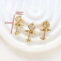 Détail du pendentif clé plaqué or 18 carats avec zircons et motif d'ailes d'ange - 5# Clé Ailée