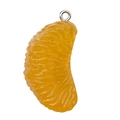 Resin orange segment pendant accessory with silver ring for DIY jewelry making - Yellow Luminous Orange (19705)