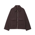 Chaqueta cargo marrón oscuro de corte holgado con bolsillos frontales y cremallera - XS / Marrón Oscuro