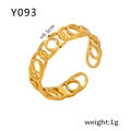 Detailansicht eines goldenen geometrischen Rings mit 0.5cm Breite und 1g Gewicht - Y093-Ineinandergreifende Kreise Offener Ring