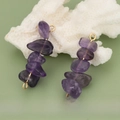 Hand-wrapped natural amethyst crystal stones with gold wire connectors for DIY jewelry making - 05S Amethyst (Set of 4)