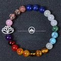 Pulsera de yoga con piedras naturales de chakra y colgante de loto para el estrés - Chakra Multicolor (Estilo 1)