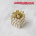 Sparkling gold 6cm Christmas gift box ornament with glitter and matching ribbon - Gold Gift Box A1