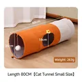Collapsible orange and grey cat tunnel toy with plush ball and 80cm length - Orange Pattern Cat Tunnel Small (80cm)
