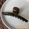 Grande pince à cheveux en acétate écaille de tortue, marron foncé et bleu vif - Bleu-Marron