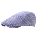 British style blue and white plaid cotton newsboy cap for women in spring and summer - Back Adjustable Style / Navy Blue