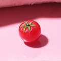 Red 3D resin tomato pendant charm with green leaf and metal ring for DIY phone case making - with Hook / Tomato