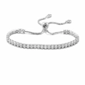 Silver bolo tennis bracelet with square-cut micro-pave cubic zirconia crystals - 3mm Bracelet / White Gold
