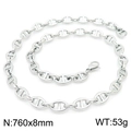 Silver stainless steel pig nose anchor link necklace in polished 8mm finish - Silver-760x8mm(KN228510-Z)