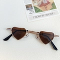 Fashionable heart-shaped kids sunglasses with gold metal frames and brown tinted lenses - Brown