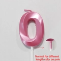 Pink metallic gloss number 0 birthday candle with secure white plastic stand holder - Pink