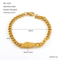 Bracciale cubano in acciaio inossidabile placcato oro 18k con elemento ala - Stile Ali (ZYG1639) / Oro