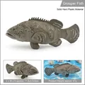 Realistic solid PVC grouper fish figurine with detailed grey spotted texture - Grouper (Q9899-S241)