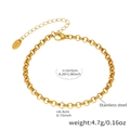 Bracelet chaîne rollo en acier inoxydable plaqué or 18k avec fermoir mousqueton 16+5cm - Bracelet de Base en Acier Inoxydable Doré