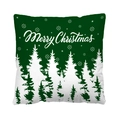 Christmas pillowcase featuring white Christmas tree and Merry Christmas text on dark green - Style 17-Deep Green Tree Merry Christmas