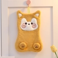Cute yellow Shiba Inu shaped coral fleece hand towel with hanging loop for bathroom - Warm Bear / Ginger Yellow