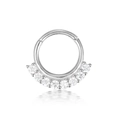 Detailansicht S925 Sterlingsilber Septum Ring mit sieben klaren Zirkonia Steinen - S925 Silber mit Zirkonia / Stil 3-Silber