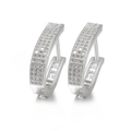 Silver J-hoop earrings featuring pave-set sparkling cubic zirconia for women - 32-Silver Full Pave J-Hoop / Silver
