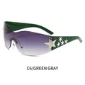 Y2K rimless star sunglasses in C6 green frame with gradient gray lenses - Green Frame Double Gray Lenses