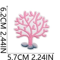 Pink coral embroidery patch with size measurements 6.2x5.7cm on white background - No.3 Pink White Coral