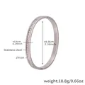 Irregular silver stainless steel bangle with square zircon inlay and side opening - Steel Clasp Bangle (Z454) / 6.0cmx0.6cm