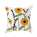 Square cushion cover with sunflower towel embroidery on white fabric for home sofa decor - 45*45cm (No Core) / Pastoral Style 3 (Sunflower)