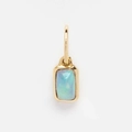 Minimalist gold square pendant featuring a light blue iridescent cubic zirconia stone - October Pendant-Opal