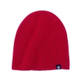 Gorro de lana pura tejida en rojo con textura de canalé y etiqueta lateral - Talla única / Rojo Sandía