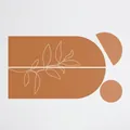 Boho-Bogen-Wandtattoo mit karamellbraunen Blättern für die moderne Heimdekoration - Karamellbraun Blatt Geometrische Kombination Stil (TBW9695-UV-A)