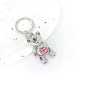 Silver metal teddy bear keychain with Union Jack flag on white ceramic plate - Style 3 (Flag Teddy Bear)
