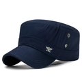 Cappello cadet in cotone blu scuro con stemma in metallo ad aquila e occhielli - Regolabile / Blu navy