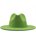 Classic grass green wide brim wool fedora hat for women with minimalist felt finish - M (56-58cm) / Green